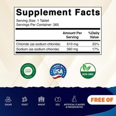 Sodium Chloride 1000mg – 365 Tablets Electrolyte Replenisher & Hydration Support