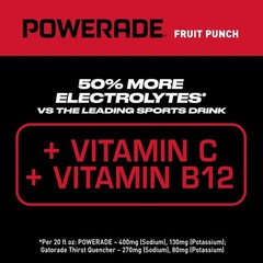 Fruit Punch, Electrolyte Enhanced Sports Drink, 20 Fl Oz Bottles, 8 Pack
