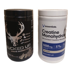 2Lrg BUCKED UP PRE-WORKOUT WHITE GUMMY DEER 60 SERVINGS ☆ Creatine monohyd. 75sv