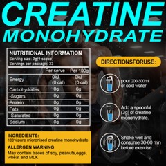 MENXI Micronized Creatine Monohydrate Powder 100g, 60 Servings,Muscle Building