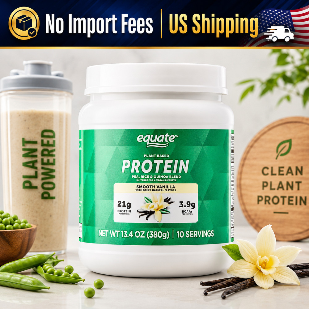 Equate Plant-Based Protein Powder Smooth Vanilla 13.4 oz Vegan Supplement