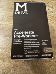 M Drive Accelerate Pre Workout Mix Berry, 30 Packs Strength Endurance Hydration