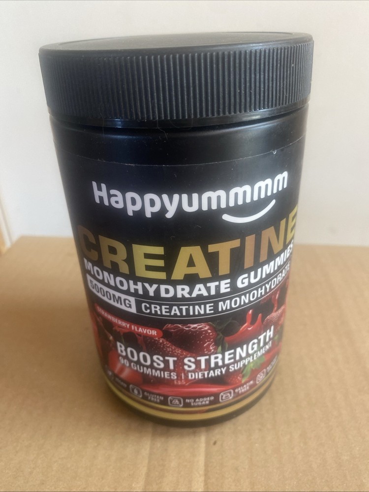 Creatine Monohydrate 90 Gummies Men & Women 5g / 5000mg Strawberry | Exp 06/27