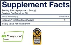 Power Play Fuel CREATINE Monohydrate Powder, Non-GMO, Vegan – Unflavored – 250g