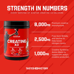 Six Star Pro Nutrition Creatine X3 BCAA Powder Fruit Punch 2.18 lb 30 Servings
