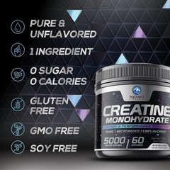 Creatine Monohydrate 5000Mg per Serving – Pure Micronized Creatine Powder Supple