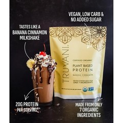 Truvani Plant-Based Protein Powder Vegan Non-GMO Banana Cinnamon 10 Serv