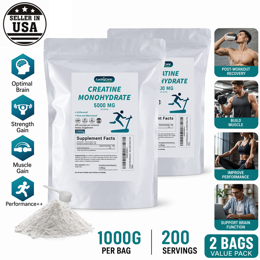 2X Pure Creatine Monohydrate – 2.2 lbs 200 Servings 5g Each Micronized Powder