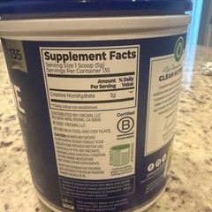 Orgain Creatine Monohydrate Powder Micronized Unflavored 1.48lb 135 Servings