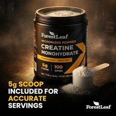 ForestLeaf Micronized Creatine Monohydrate Powder Muscle Growth Strength 100s