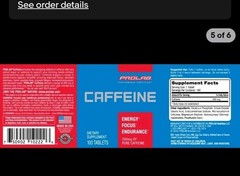 Prolab Caffeine Tablets 200mg 100ct. | Energy Support, Helps Enhance Endurance