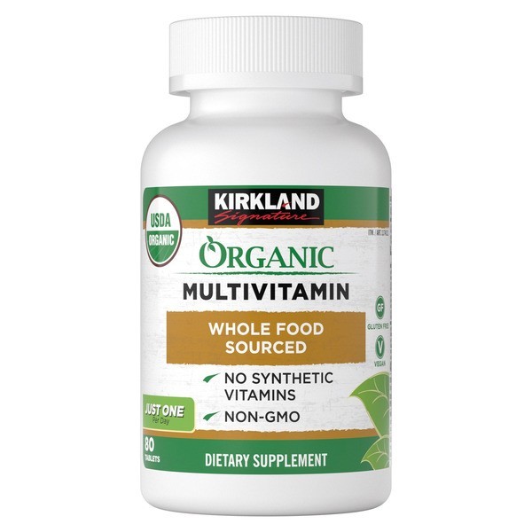 Kirkland Signature USDA Organic Multivitamin, 80 Coated Tablets for Adults