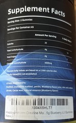 Happyummmm Creatine Monohydrate 5000MG 90 Gummies Blueberry Sugar-Free EXP 11/27