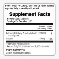 HMB 1000mg (Beta-Hydroxy Beta-Methylbutyric) 240 Caps Amino Acid Nutricost