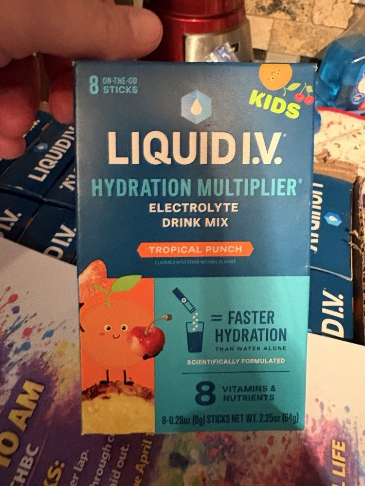 Liquid IV Kids Electrolyte Drink Mix Tropical Punch 8 Sticks Hydration