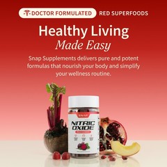 Snap Supplements Nitric Oxide Beet Root Gummies SF, Cherry & Peach, Heart Health