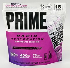 PRIME Electrolyte Hydration Powder Mix 16 Sticks Caffeine-Free Berry Citrus Rush