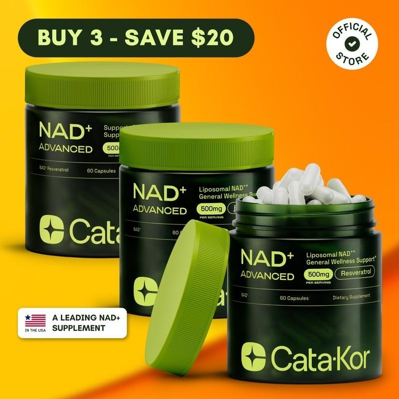 3x Cata-Kor NAD+ Advanced – NAD Supplement with Resveratrol – 180 Capsules–
