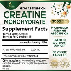 Unflavored Creatine Monohydrate Capsules – 3g/Serving for Strength & Performance