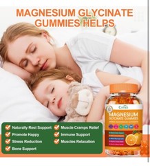 Magnesium Glycinate Gummies Orange 120 Gummies High Absorption, Diet Sup 600mg