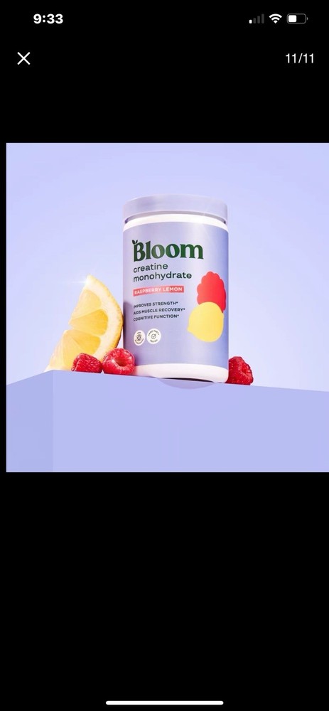 Bloom Nutrition Creatine Monohydrate Powder, Raspberry Lemon Flavor, 40 Servings