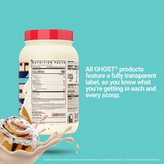GHOST Whey Protein Powder, Cinnabon 2LB, 25G of Protein Cinnamon Roll Flavo…