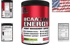 EVL BCAA Lean Energy – Clean Pre Workout Powder for Energy & Fat Burning, 10.9oz
