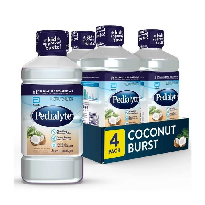Pedialyte Electrolyte Drink Coconut Burst 1L 4 Pack Hydration for Kids & Adults