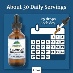Pure Mountain Botanicals Liquid Vitamin B Complex – B12 B6 Drops – Raspberry