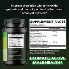 L Arginine Saw Palmetto for Men S7 Plant-Based Ingredient Blend for Nitric, 60ct