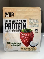 Wild Society Clear Whey Protein Isolate 16 Servings, Strawberry Coconut