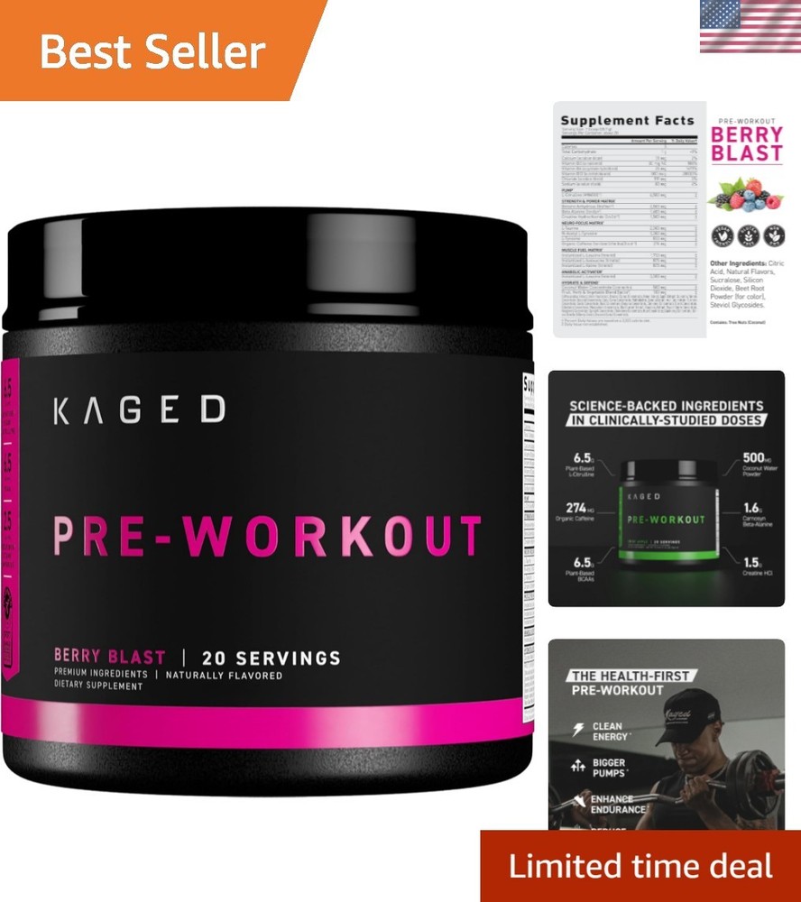 Pre Workout Powder with Creatine & 274mg Organic Caffeine – 20 Servings