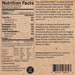 Organic Whey Protein Powder Grass-Fed Non-GMO Hormone-Free 12 oz