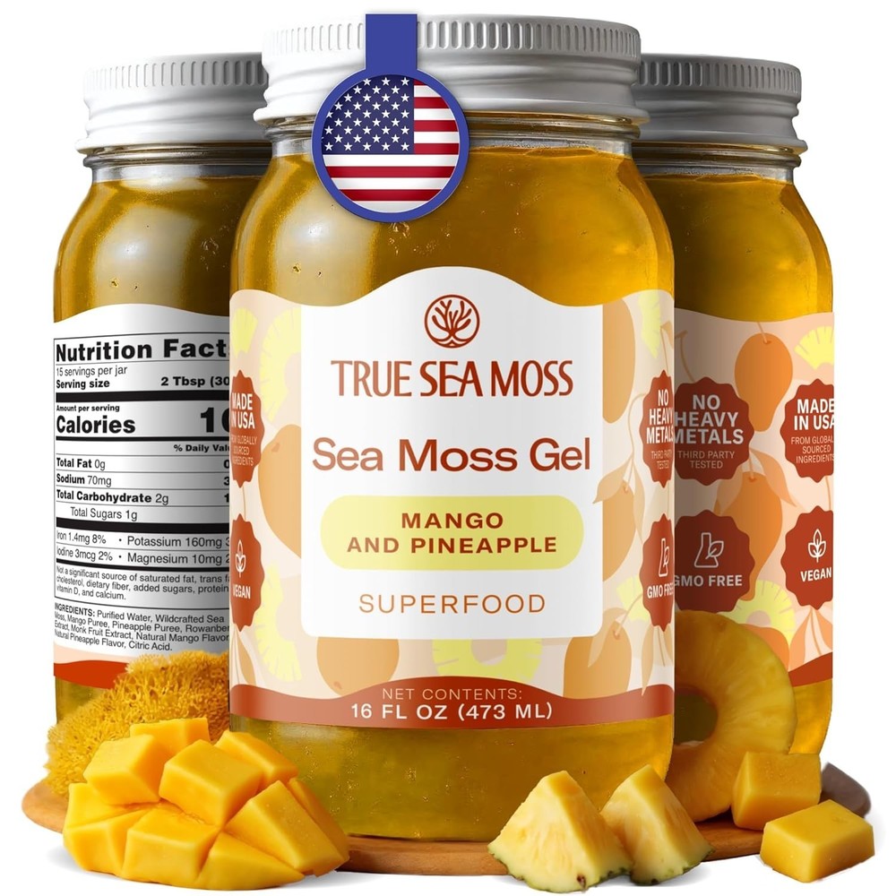 TrueSeaMoss Sea Moss Gel – Made in USA – Wildcrafted Seamoss, Fruits & Jarred Ve
