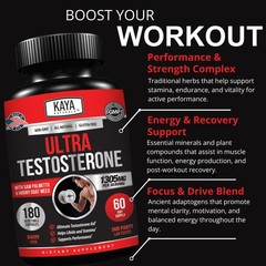 Kaya Naturals UltraTest- Men’s T Booster with Tongkat 180 Count (Pack of 1)