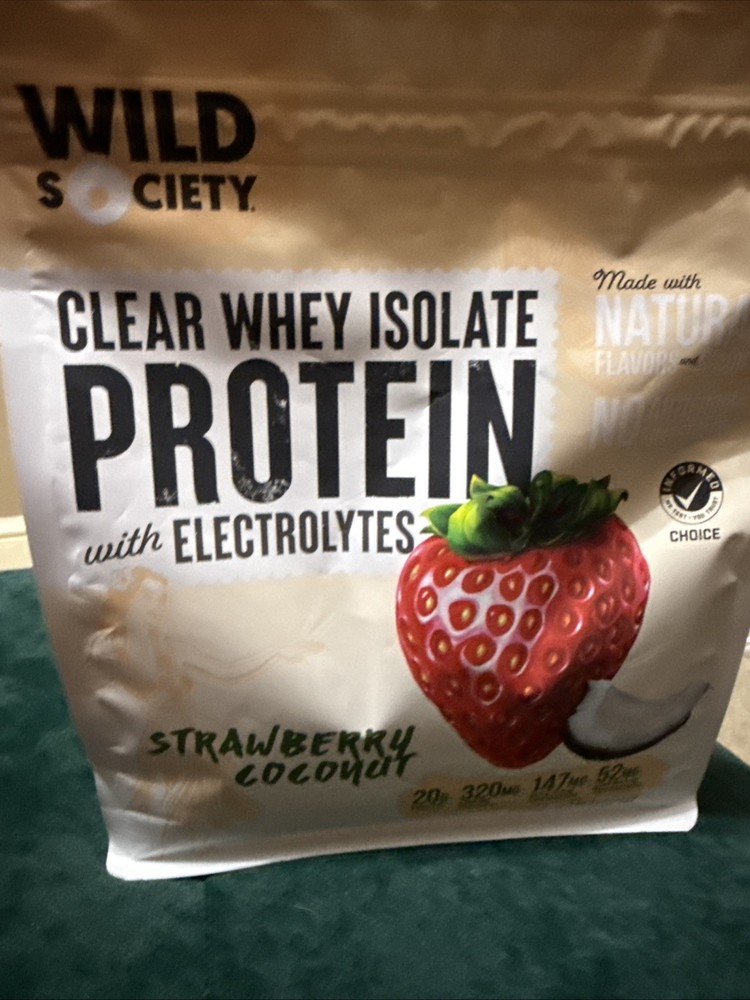 Wild Society Clear Whey Protein Isolate 16 Servings, Strawberry Coconut