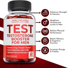 Atlantis Nutrition Testosterone Booster For Men Gummies 60 Count (Pack of 1)