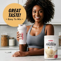 GNC Live Well Whey Protein Powder 25g Creamy Vanilla, GF, No Sugar, 16 servings
