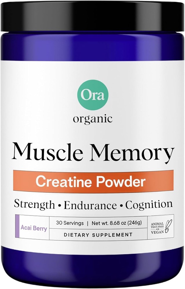 Ora Organic Muscle Memory Creatine Monohydrate Powder Acai Berry 30 Servings 5g