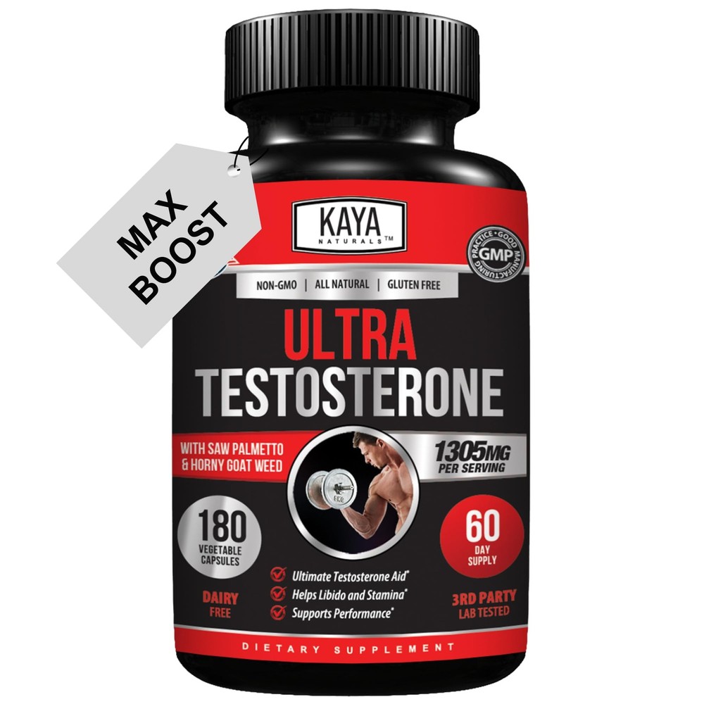 Kaya Naturals UltraTest- Men’s T Booster with Tongkat 180 Count (Pack of 1)