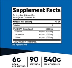 NEW x2 Nutricost BCAA (Unflavored) (180 Serv Total) 90 Serv, 540g, 6g Per Serv