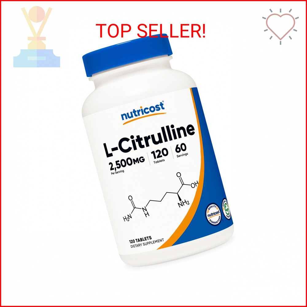 Nutricost L-Citrulline 2500mg Per Serving, 60 Servings, 1250mg Per Tablet, 120 T