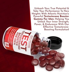 Atlantis Nutrition Testosterone Booster For Men Gummies 60 Count (Pack of 1)