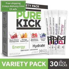 Pure Kick Energy & Hydration Electrolyte Powdered Drink Mix Variety pack, 30 Cou