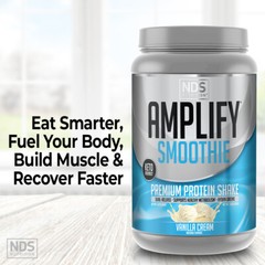 NDS Amplify Smoothie Protein Added Greens Overall Health – Vanilla (30 Servings)