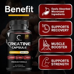 Pure Creatine Monohydrate Capsules – 270 Capsules, 3,500mg per Serving