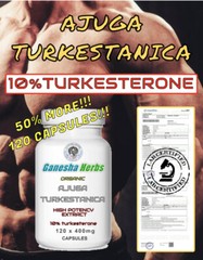 AJUGA TURKESTANICA High Potency Extract 10%TURKESTERONE 120 x 400mg Capsules!