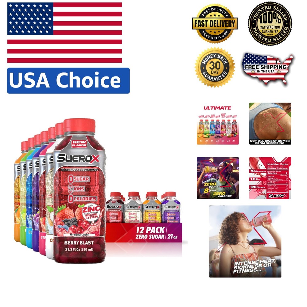 Delicious Zero Sugar Electrolyte Sports Drink – 7 Flavor Variety, 21.3 Fl Oz