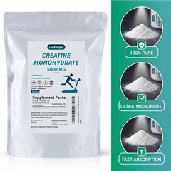 Creatine Monohydrate 100% Pure Powder 1000g (2.2 lb) Micronized 5g 200 Servings
