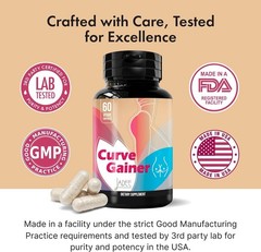 Natural Curve Gainer – Booty Enhancement Pills for Healthy Weight Gain, 60 Count
